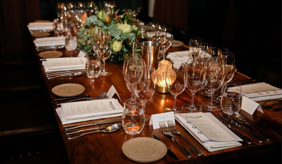 Wine glasses on table.