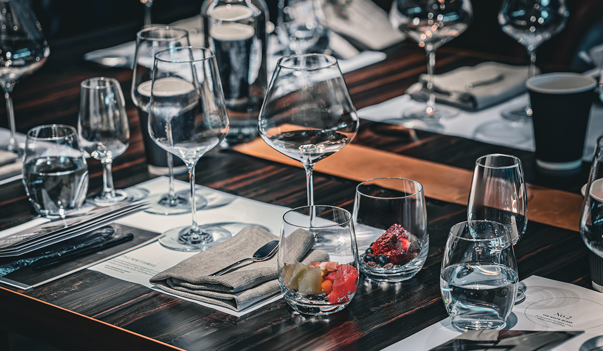 Plumm glasses on table