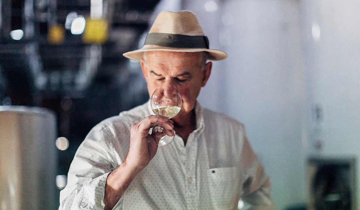 Jim Barry drinking a glass of wine