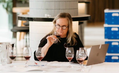 Jane Faulkner tasting wine