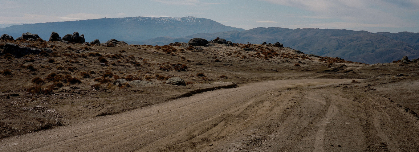 Dirt road and mountain view leading to Dicey wines 