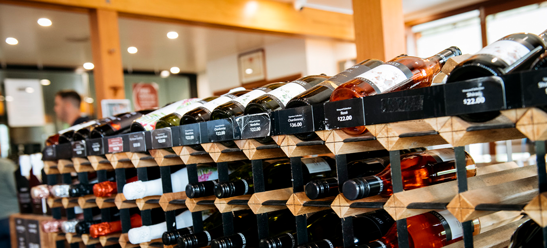 Sirromet wines in the wine rack at cellar door