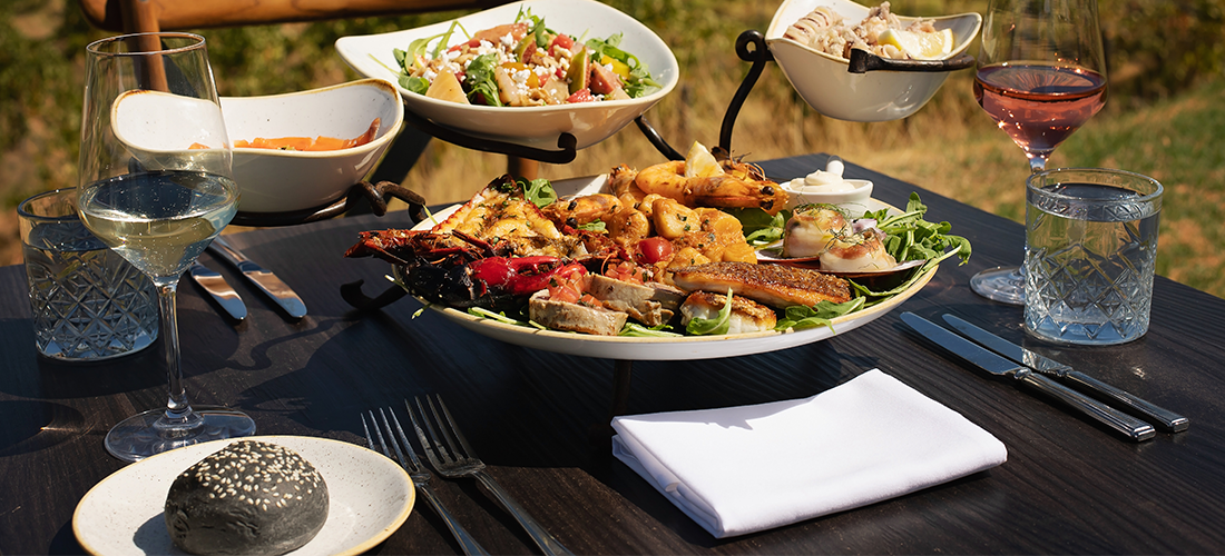 Food and wine spread