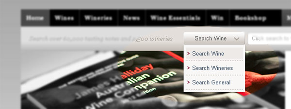 Choose wines, wineries or general